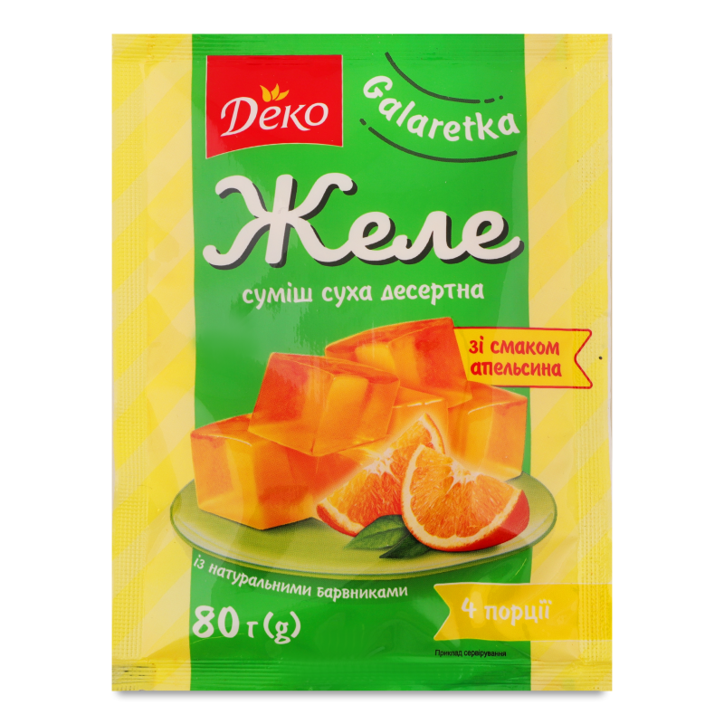 Суміш десертна Желе з смаком апельсина 80г Деко