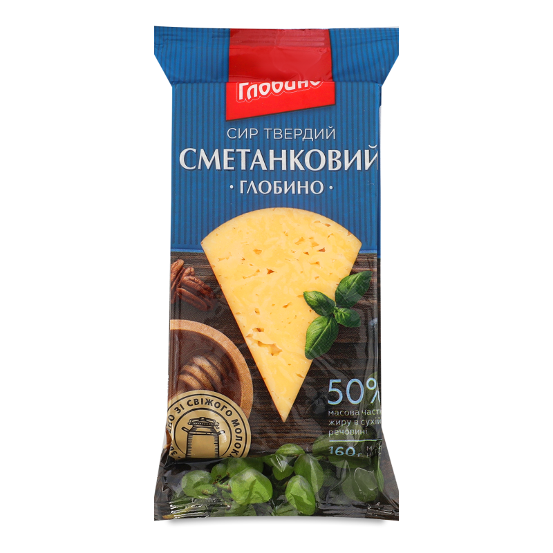 Сир Сметанковий 50% 160г флоупак Глобино