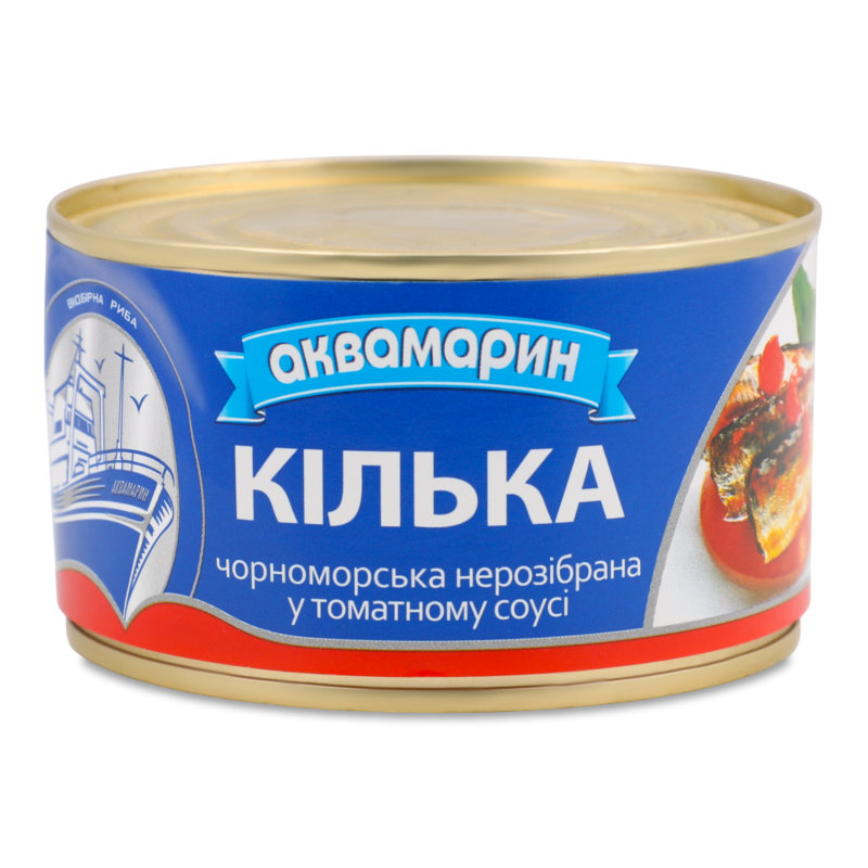 Кілька чорноморська нерозібрана у томатному соусі 230г ж/б Аквамарин