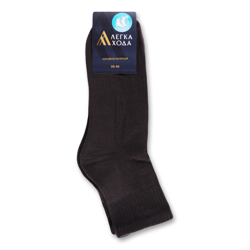 Шкарпетки чоловічі темно-сірі махровий слід р.25 арт6331 Легка хода