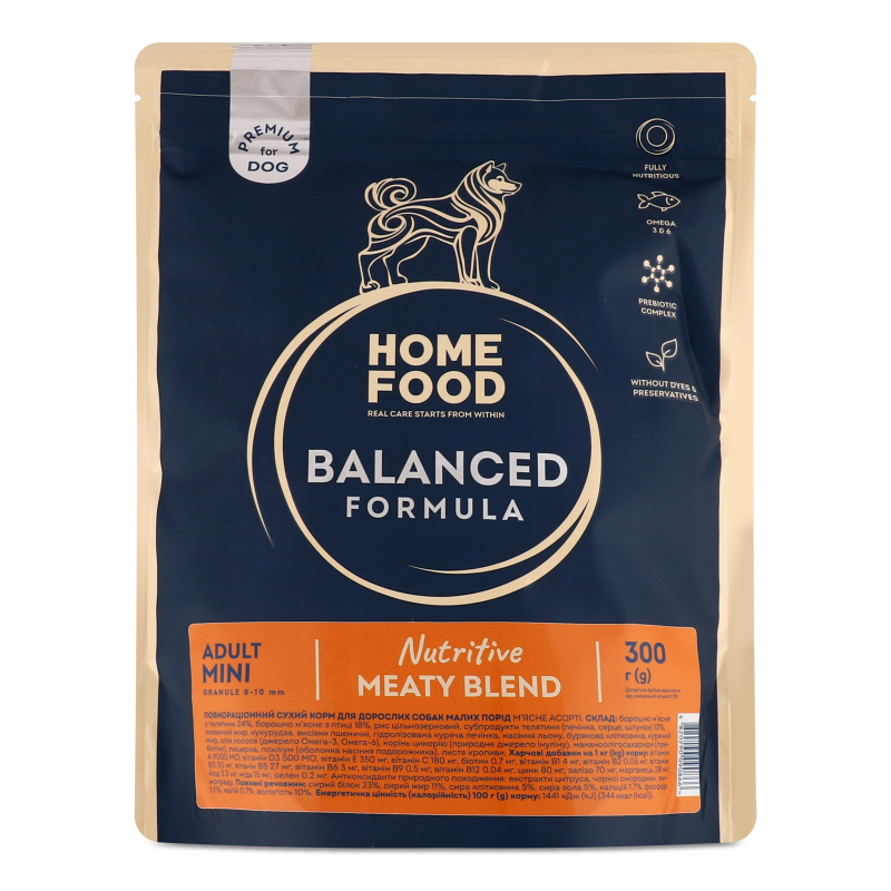 Корм д/собак малих порід Premium Balanced Formula М’ясне асорті 300г Home Food