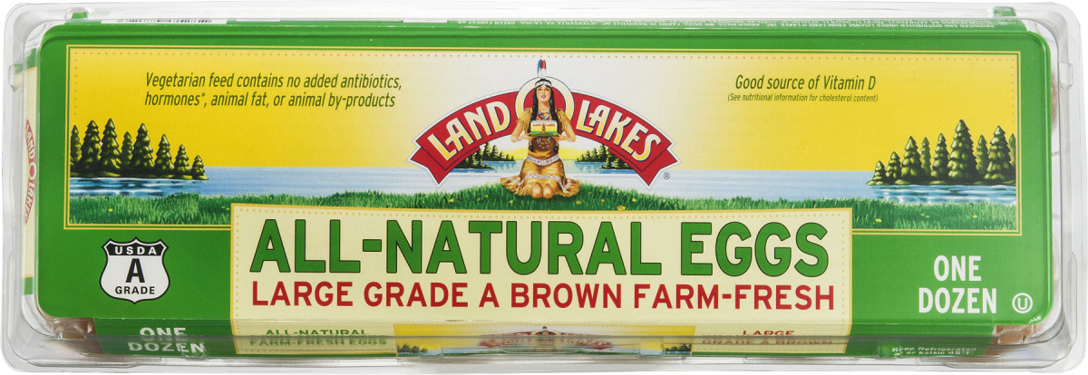 Land O'Lakes All-Natural Eggs Large Grade A Brown - 12 CT Land O'Lakes ...