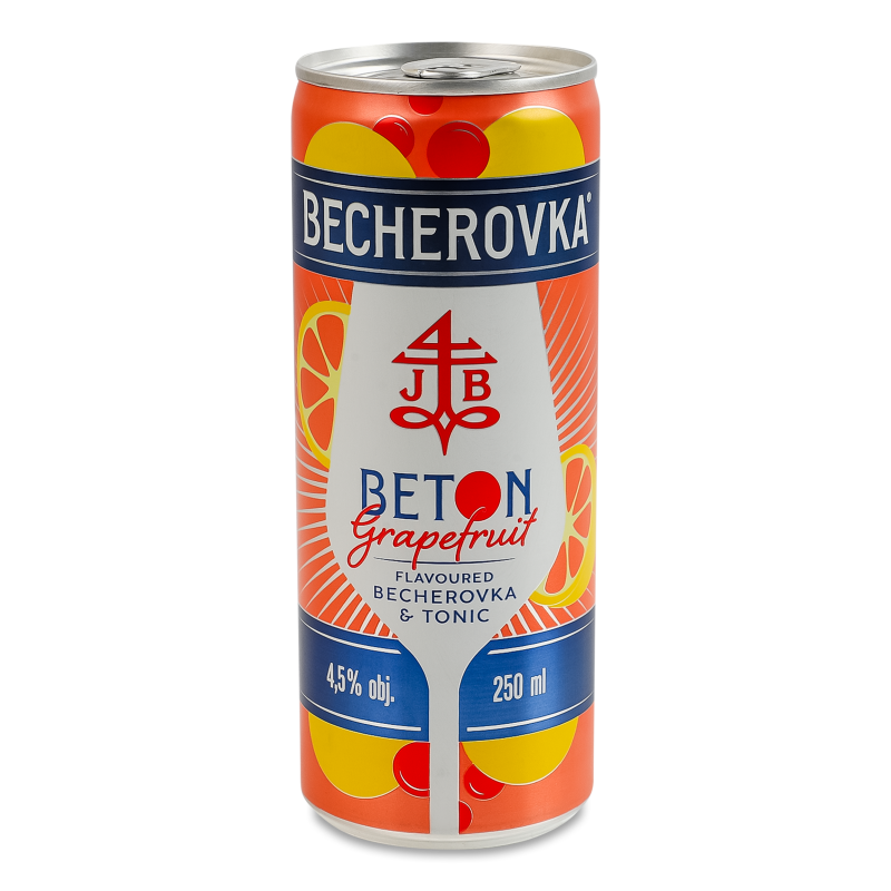 Напій слабоалкогольний Beton Grapefruit газований 4,5% 250мл ж/б Becherovka