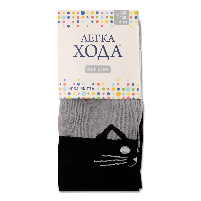 Колготки дитячі срібло-чорні бавовна р.120-128 Легка хода