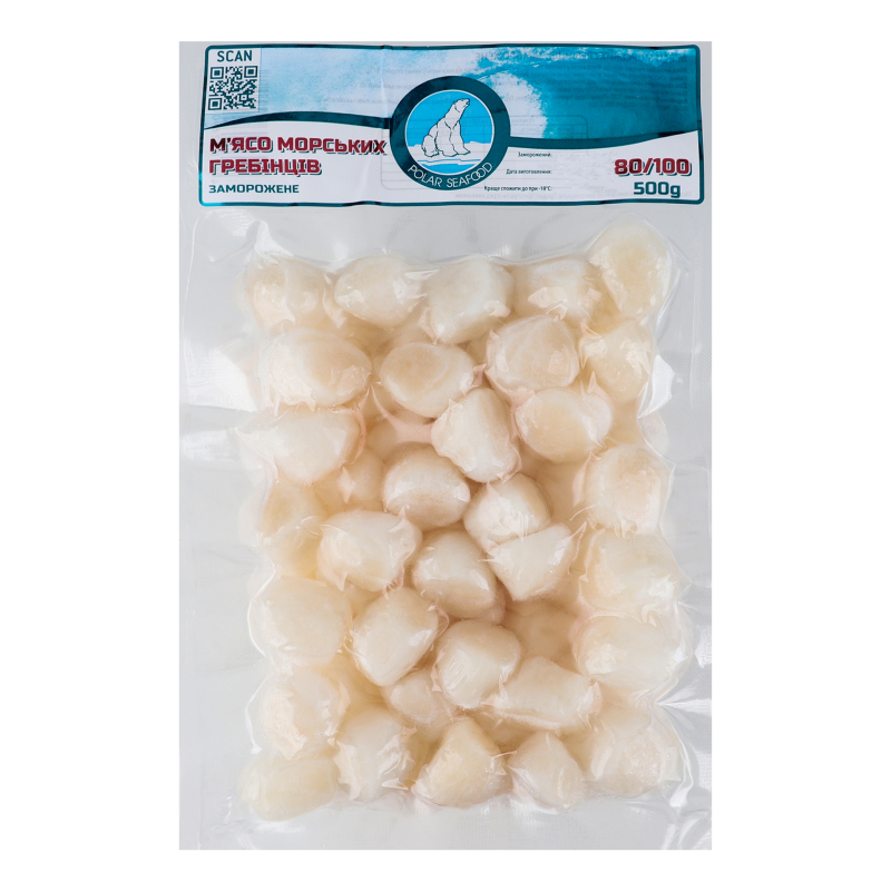 М'ясо морських гребінців заморожене 80/100 Polar Seafood в/у