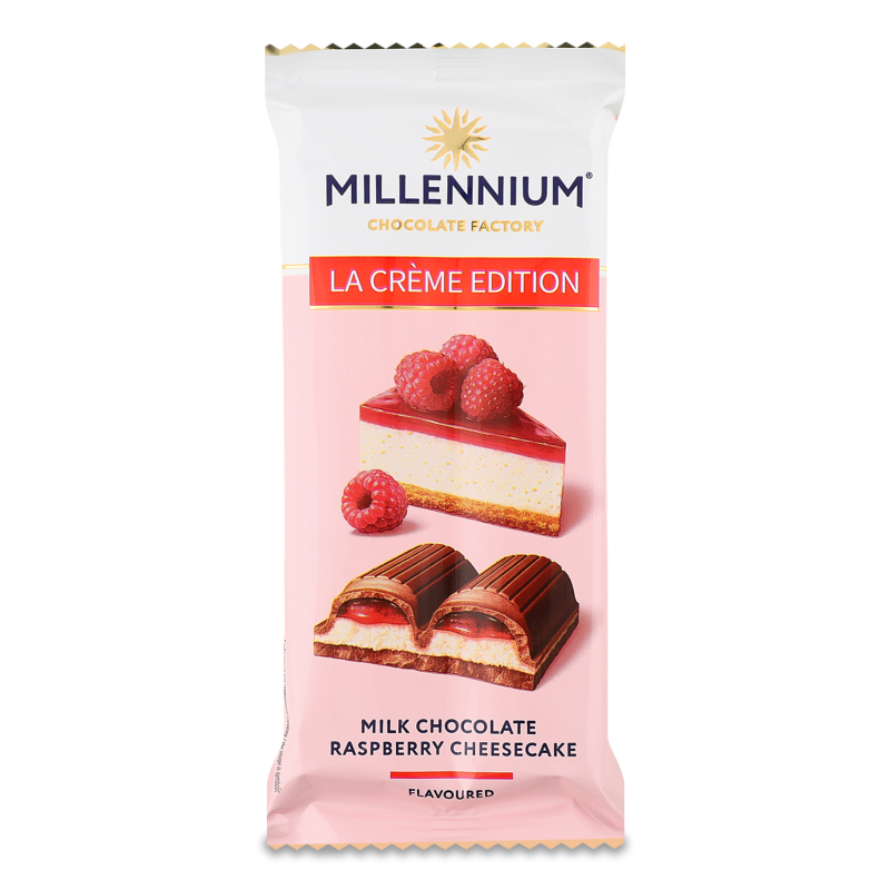 Шоколад La Creme Edition молочний з кремовою та малиновою начинками 100г Millennium