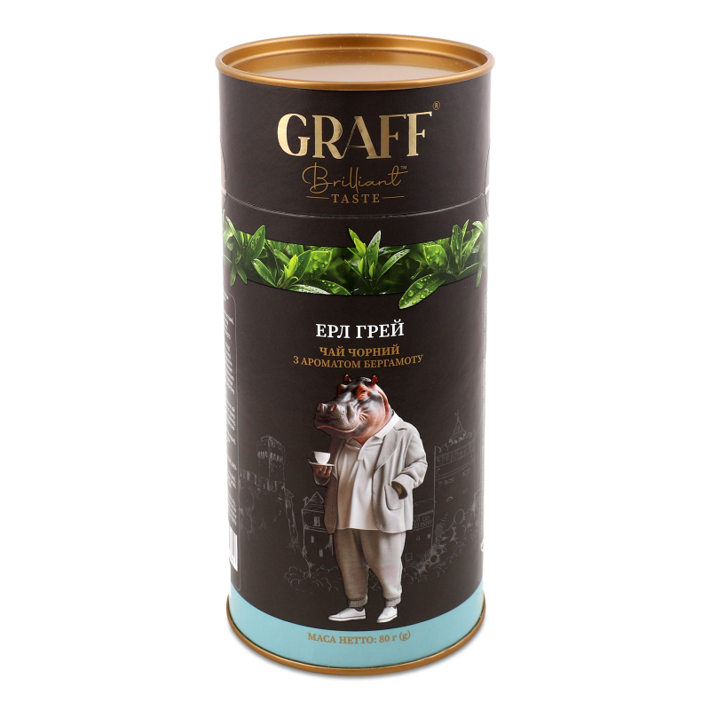 Чай Ерл Грей чорний з ароматом бергамоту 80г тубус Graff