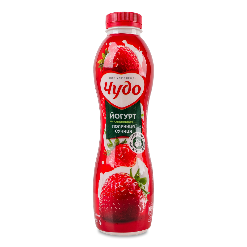 Йогурт питний Полуниця-суниця 2,5% 520г пет Чудо