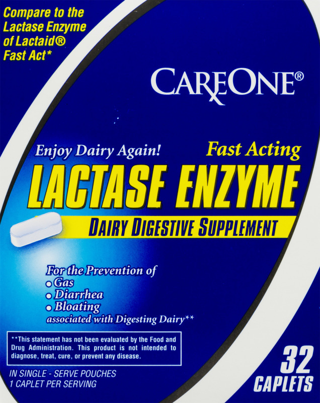 CareOne Lactase Enzyme Dairy Digestive Supplement Caplets 32 CT