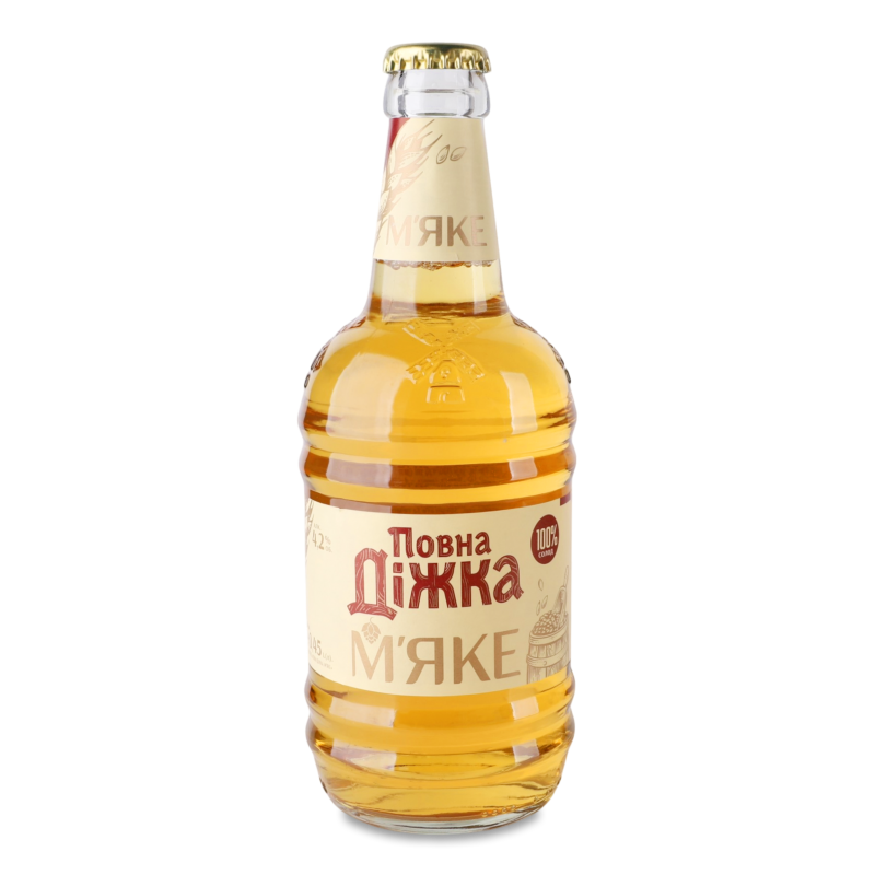 Пиво М”яке світле 4,2% 0,45л скло Повна Дiжка