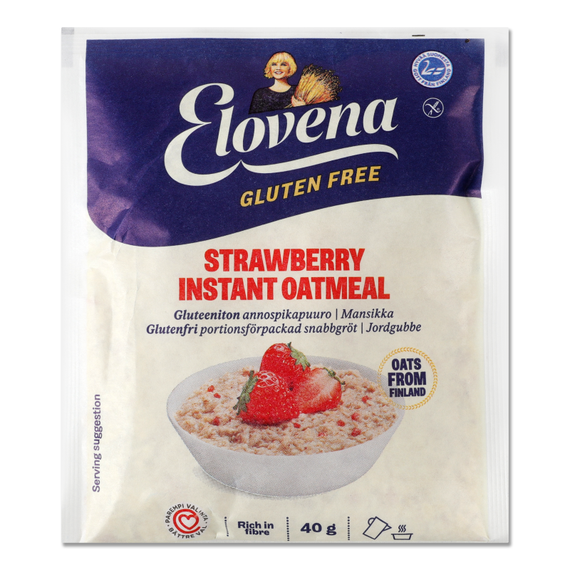 Каша швидкого приготування вівсяна з полуницею без глютену 40г Еловена