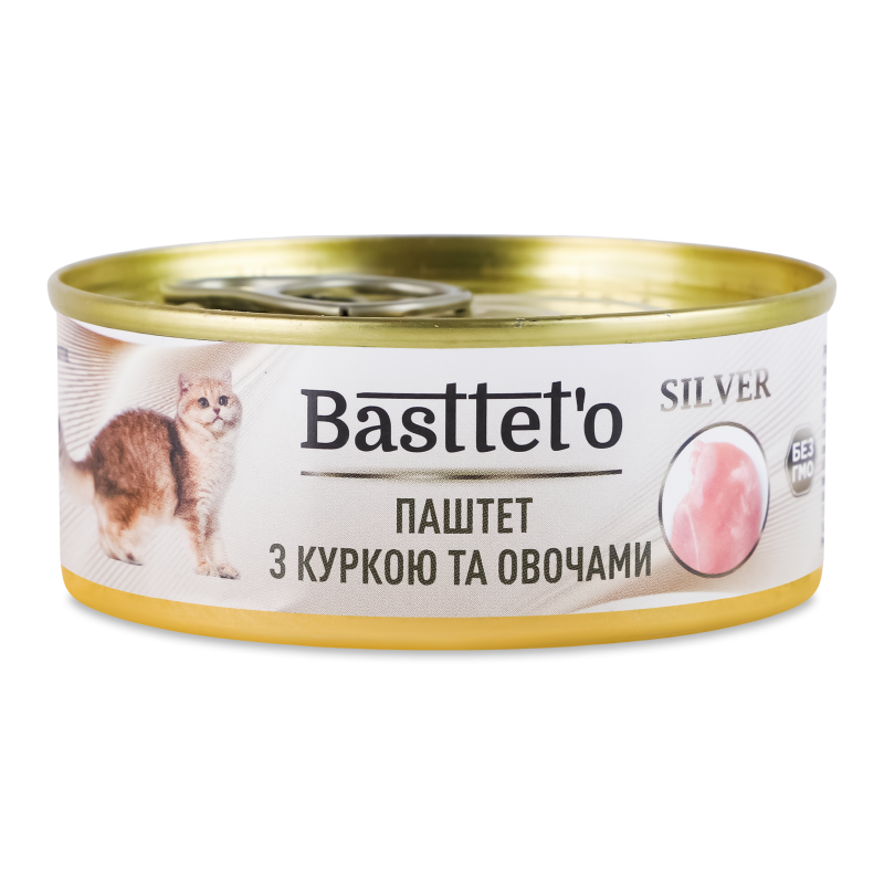 Корм д/котів Паштет з куркою та овочами 85г ж/б Басттет”о