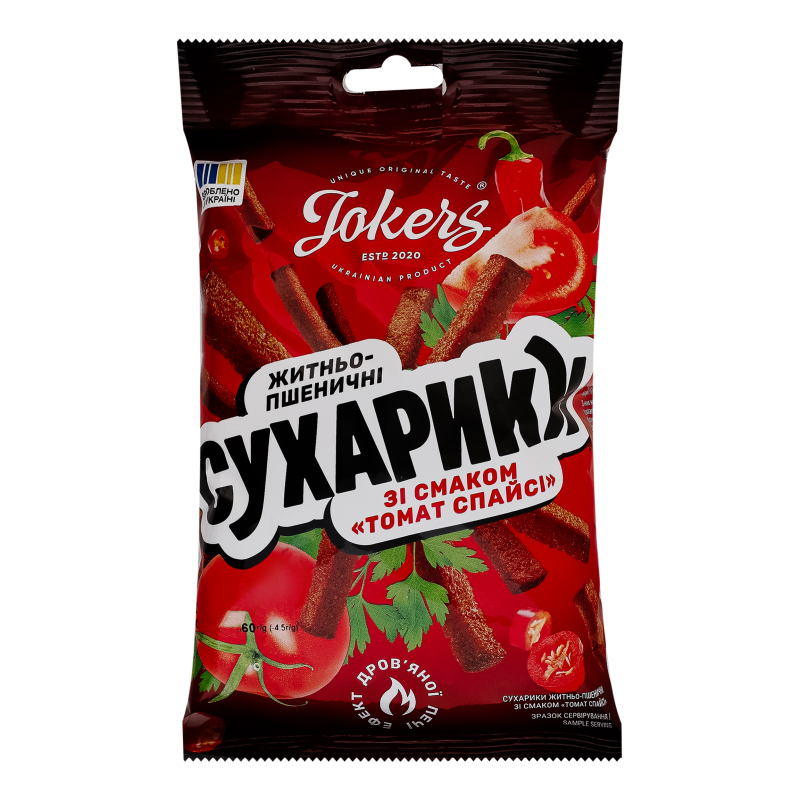 Сухарики житньо-пшеничні Томат спайсі Jokers м/у