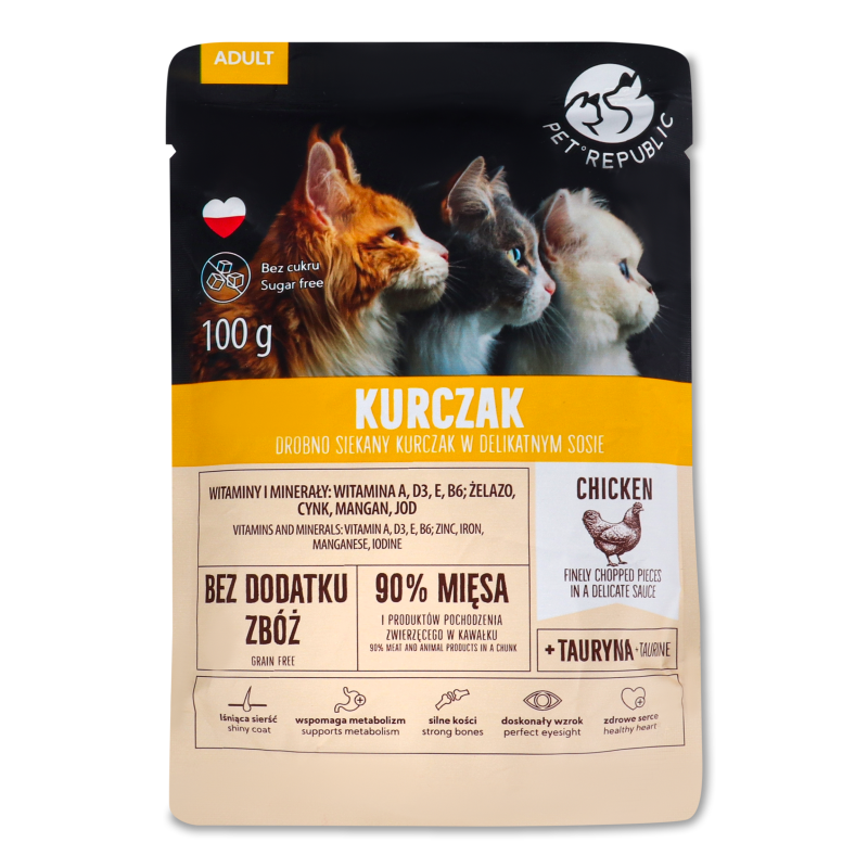 Корм д/котів Шматочки курки в соусі 100г пауч Pet Republic