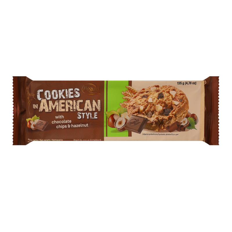 Печиво хрустке з шоколадними чіпсами 10% та горіхами 5% American style Bogutti м/у