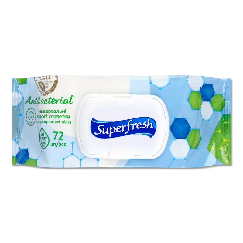 Серветки вологі Antibacterial 72шт з клапаном Superfresh
