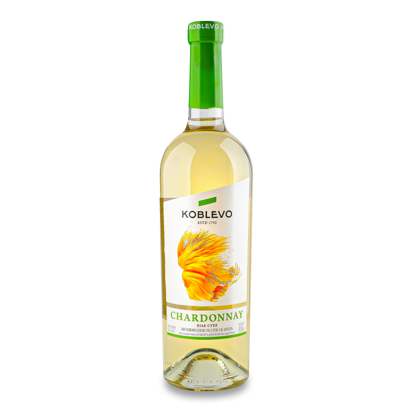Вино Chardonnay біле сухе 9,5-14% 0,75л Koblevo Бордо