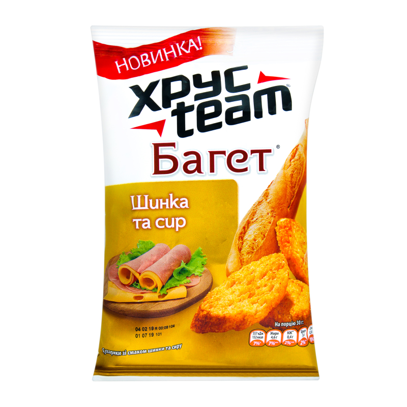 Сухарики Хрус team Багет Шинка та сир 60г х24 ХрусTeam(4823063112314 ...