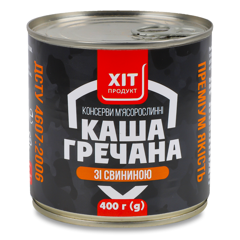 Каша гречана з свининою 400г ж/б Хіт Продукт