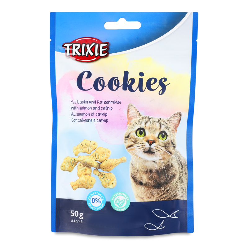 Корм д/котів Кукіс з лососем та котячою м”ятою 50г пауч Тріксі