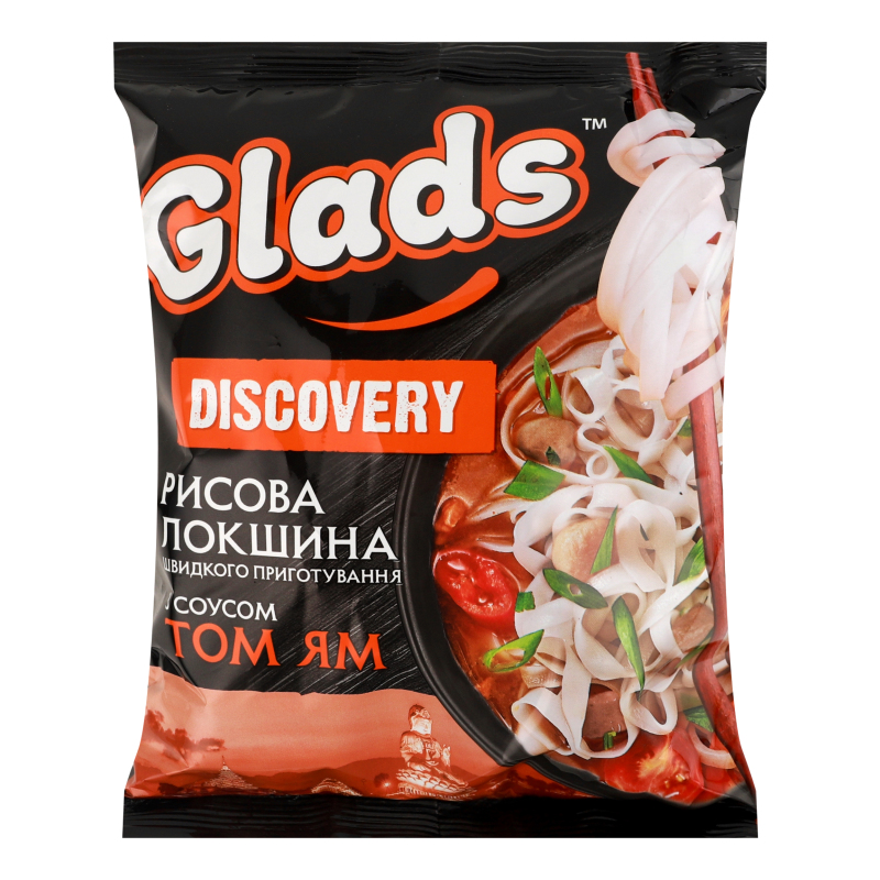 Лапша быстрого приготовления рисовая с соусом Том Ям Discovery Glads м ...