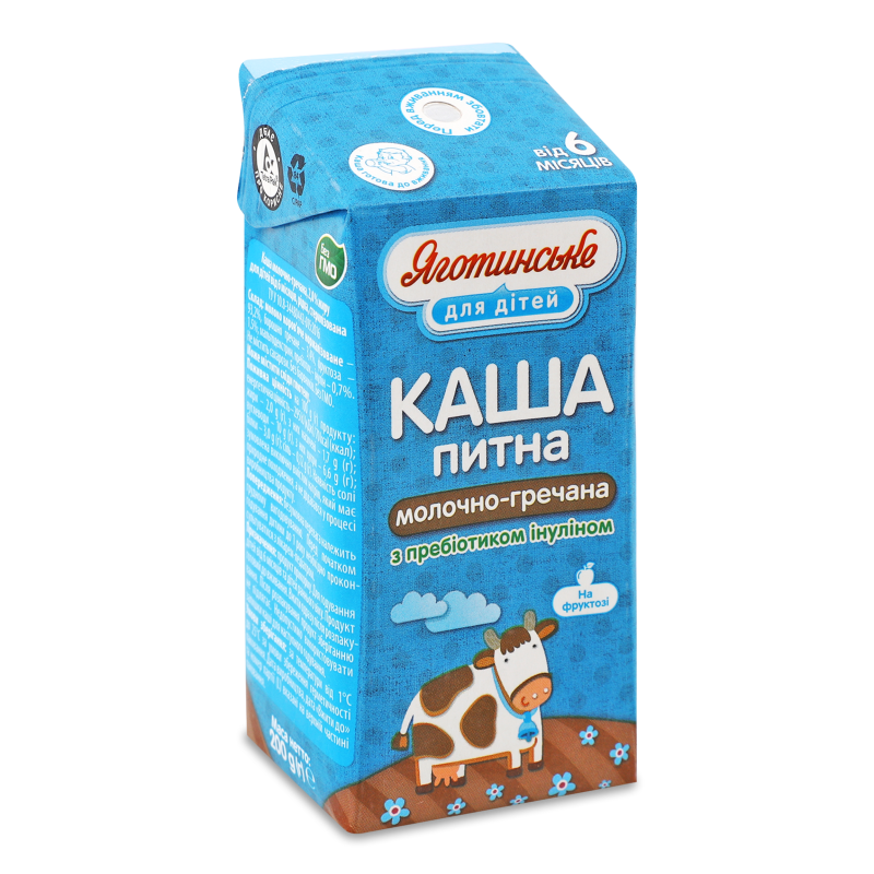Каша молочно-гречана рідка 2% від 6місяців 200г т/п Яготинське