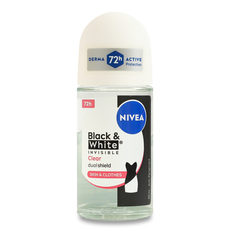 Антиперспірант Чорне та Біле Невидимий Клір кульковий 50мл Nivea