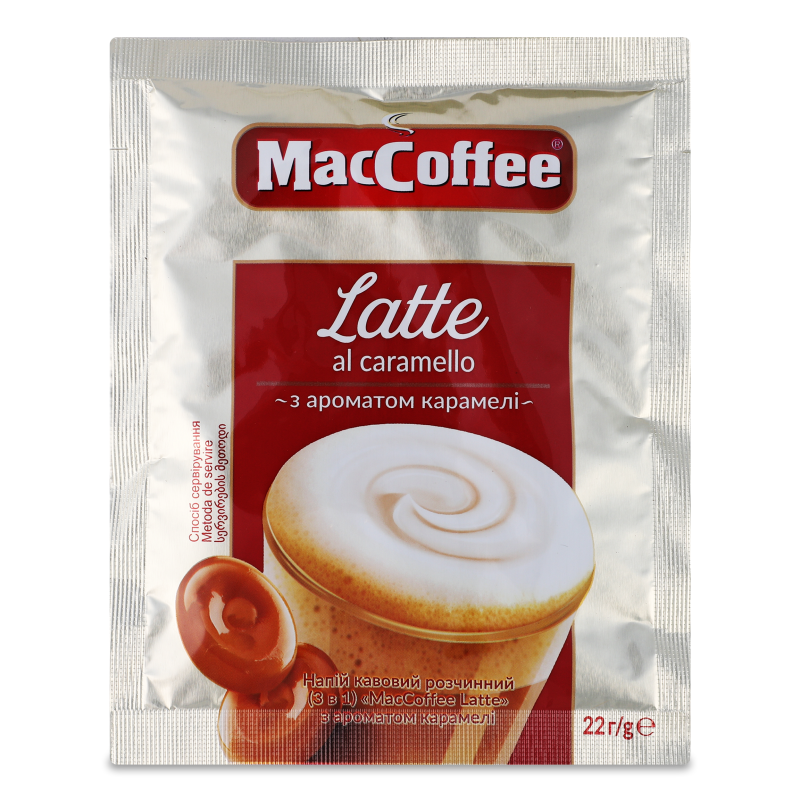 Напій кавовий Latte al caramello 3в1 розчинний 22г стік MacCoffee