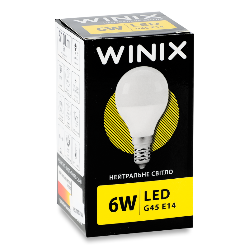 Лампа світлодіодна LED G45 220V 6w E14 4100K Winix