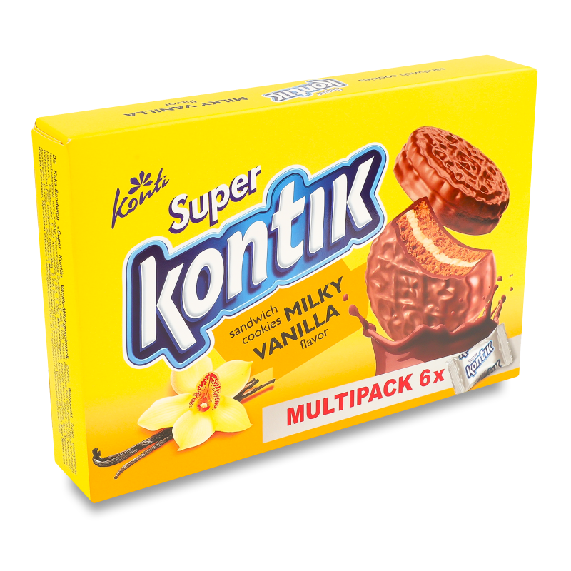 Печиво-сендвіч Super Kontik ванільний з молочний смаком 6*45г Konti