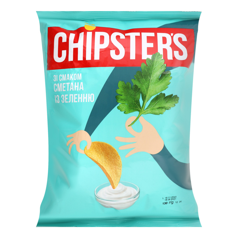 Чипсы картофельные со вкусом сметаны с зеленью Chipster's м/у 130г ...