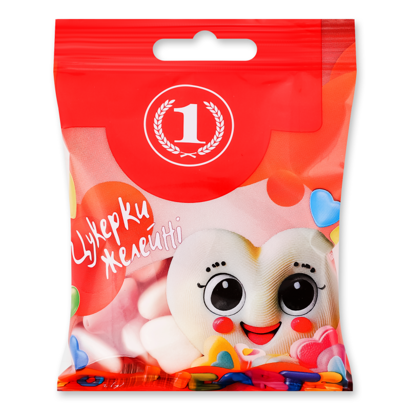 Цукерки желейні Хартс 70г ТМ “1”