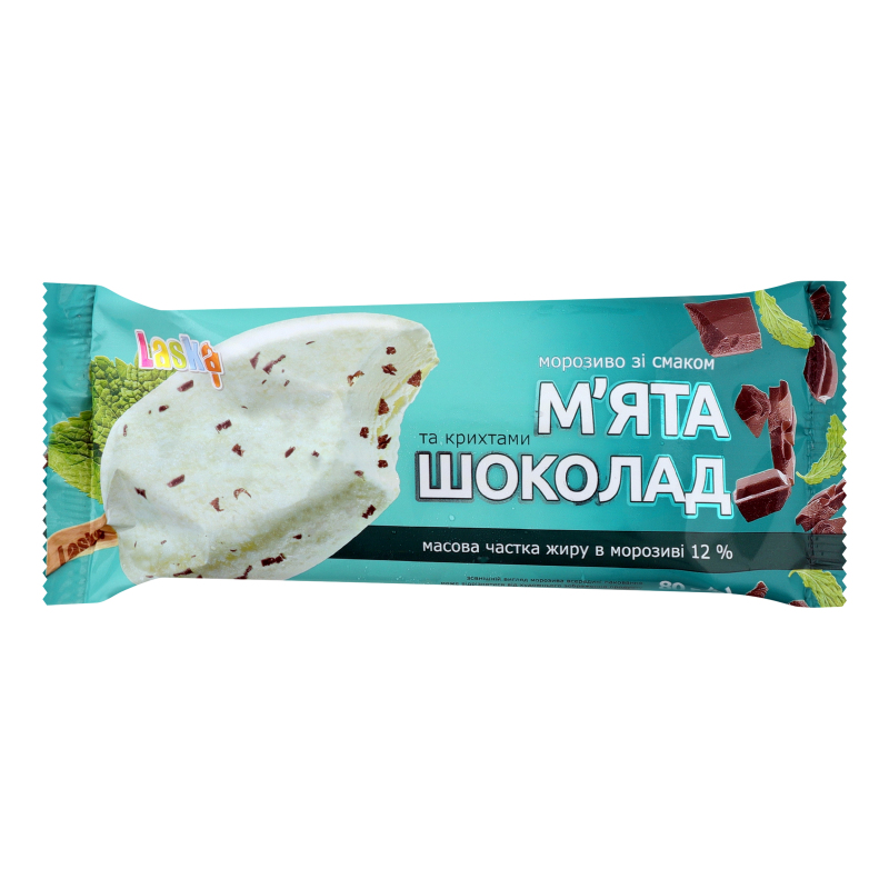 Морозиво 12% М'ята-шоколад Laska м/у 80г Laska(4820185236812