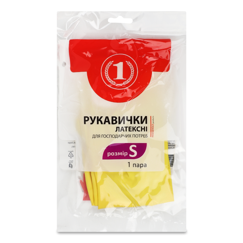 Рукавички господарські латексні неопудрені р.S ТМ “1”