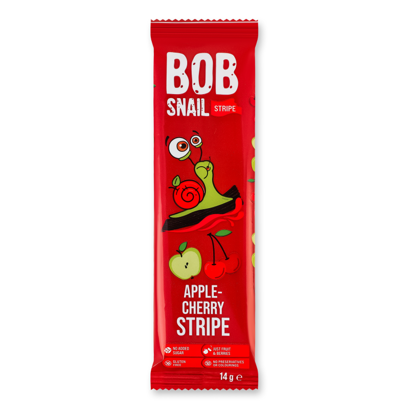 Цукерка фруктова Яблучно-вишневий страйп 14г Bob Snail