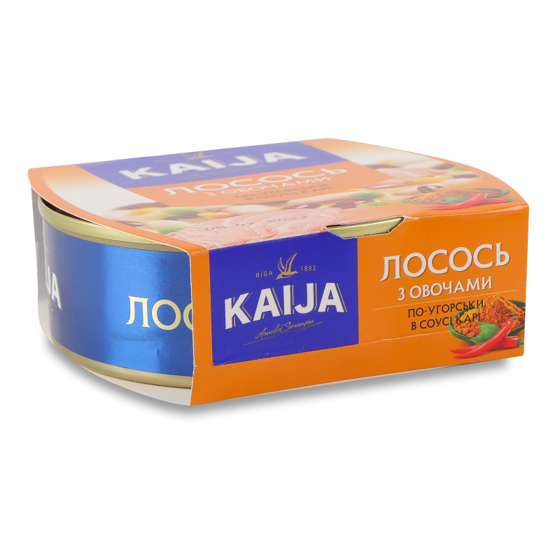 Лосось По-угорськи з овочами в соусі каррі 220г ж/б з ключем Кайа