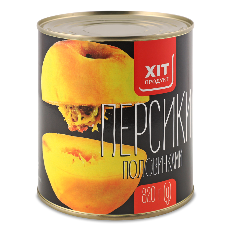 Персики половинки консервовані в сиропі 820г Хіт Продукт
