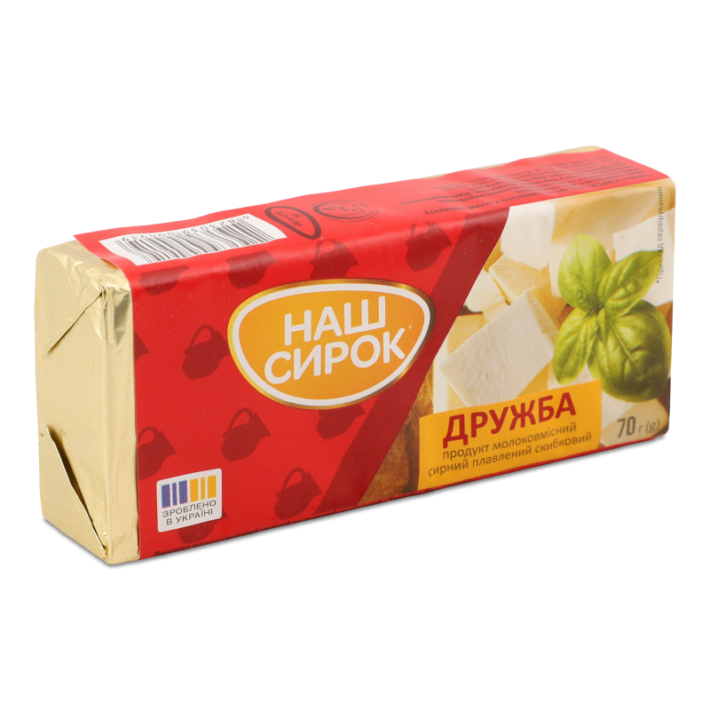 Продукт молоковмісний сирний плавлений Дружба 50% 70г Наш сирок