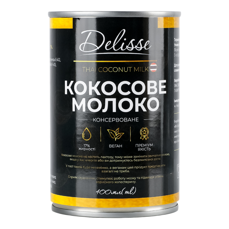 Молоко кокосовое 17% консервированное Delisse ж/б 400мл Delisse