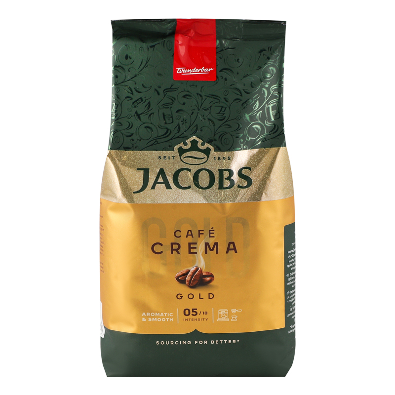 Кофе натуральный жареный в зернах Gold Crema Jacobs м/у 500г
