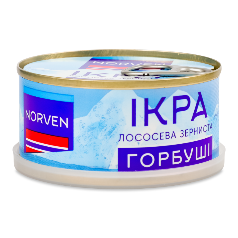 Ікра лососева зерниста горбуші 120г ж/б з ключем Норвен