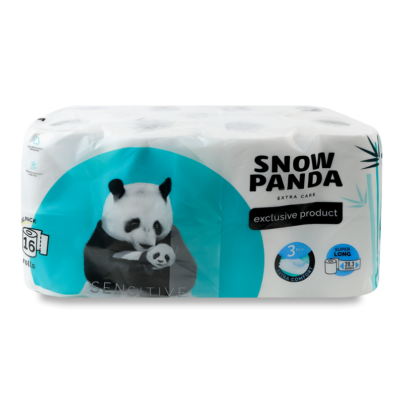 Папір туалетний Extra Care Sensitive 3шари 16шт Snow Panda