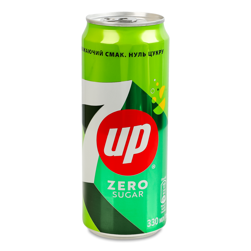 Напій безалкогольний Zero Sugar сильногазований 330мл ж/б 7UP
