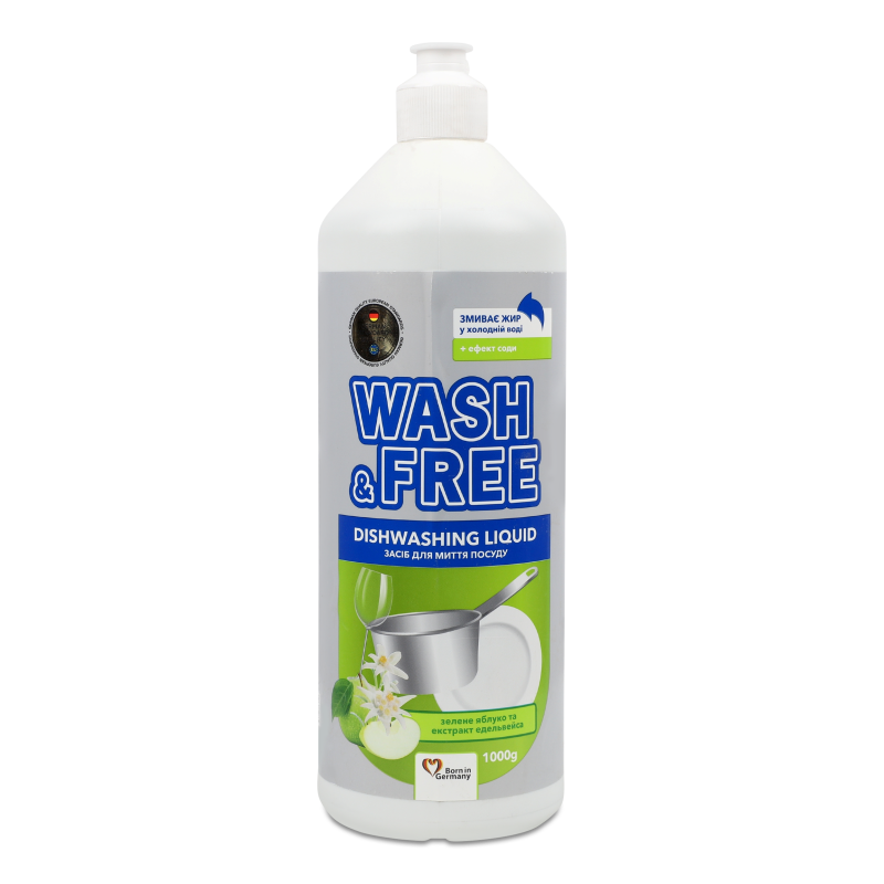 Засіб д/миття посуду Зелене яблуко та екстракт едельвейса 1000г Вош енд Фрі