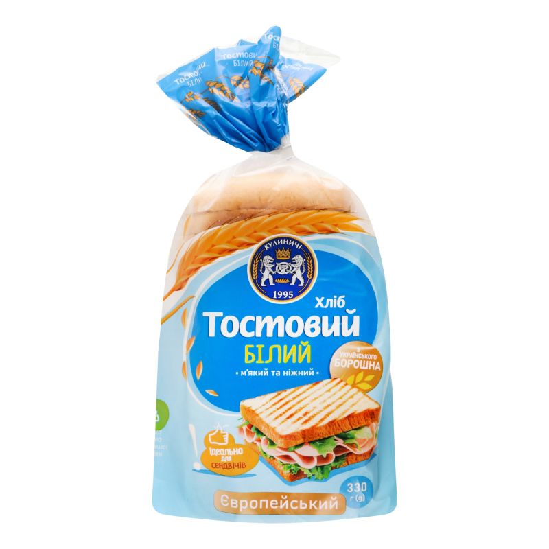 Хлеб нарезной Тостовый белый европейский Кулиничі м/у 330г Кулиничі ...