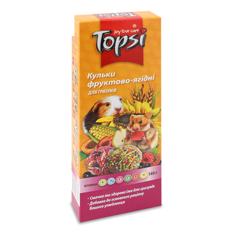 Кульки д/гризунів фруктово-ягідні 140г Топсі