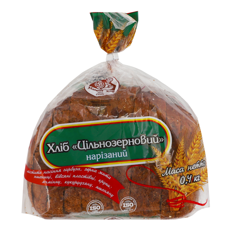 Хліб нарізний Цільнозерновий Мамин хліб м/у