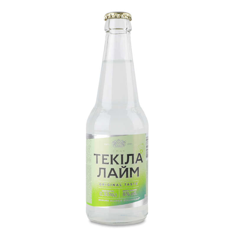 Напій слабоалкогольний Текіла Лайм сильногазований 8% 0,33л скло Оболонь