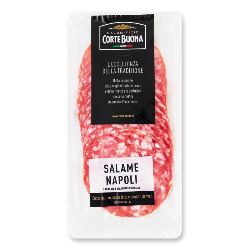 Ковбаса Салямі Неапольська с/в нарізка 80г газ/уп Corte Buona