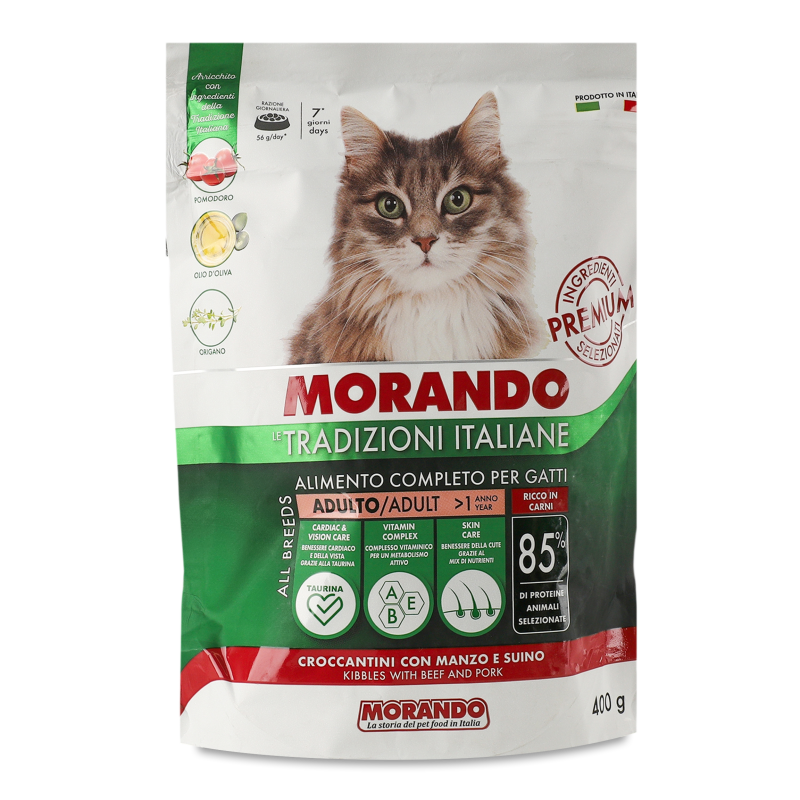 Корм д/котів з яловичиною та свининою сухий 400г д/п Morando Tradizioni